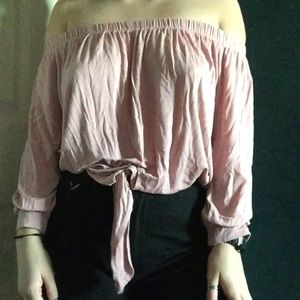Pink Tie Crop Top